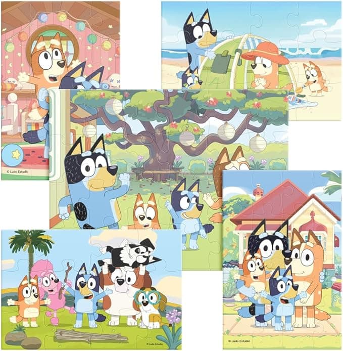 Bluey - 5 Rompecabezas Caja Madera