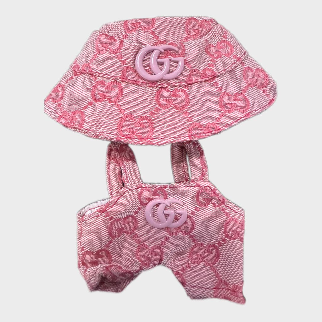 Labubu - Ropa Gucci Rosa Overol y Sombrero