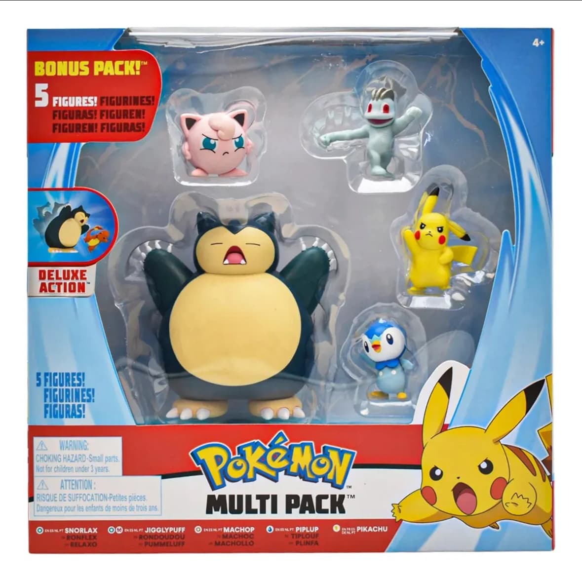 Jaswares - Pokemon Multipack 5 figuras Snorlax Pilachu y 3 figuras más