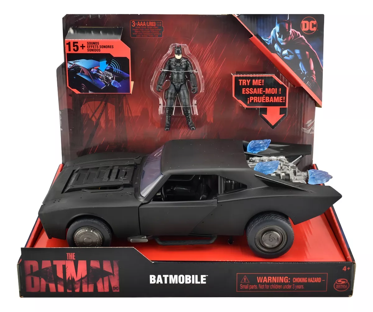 DC - Batman Batmobile con Figura de Batman de 4 Pulgadas, Luces y Sonidos