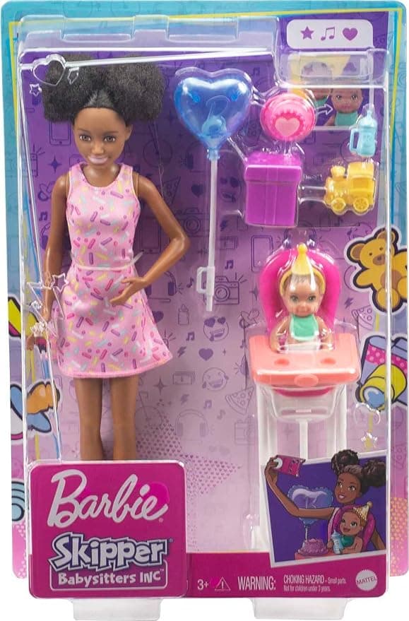 Barbie - Skipper Set Cumpleaños con Bebe Estilo Lindo