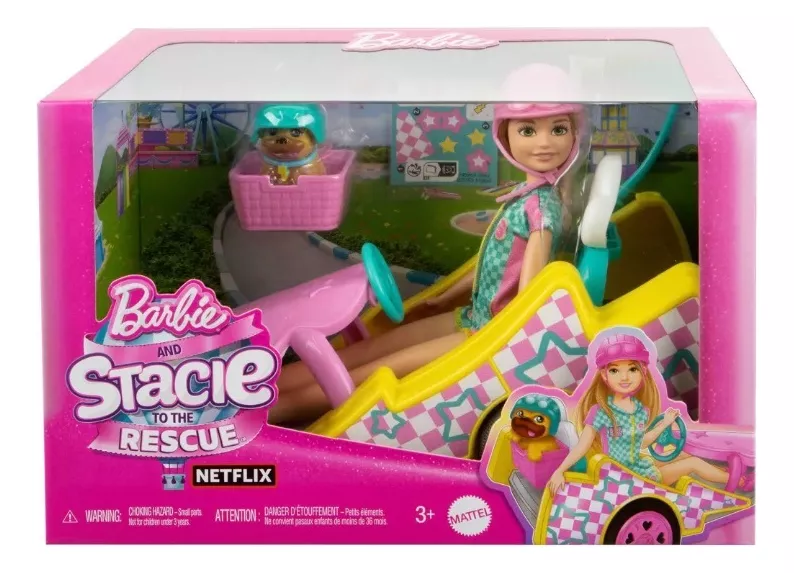 Barbie - Stacie Muñeca Con Coche Go Kart Perro Y Accesorios