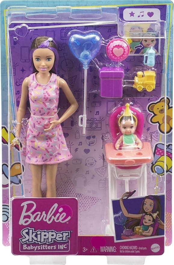 Barbie - Skipper Set Cumpleaños con Bebe Estilo Morena