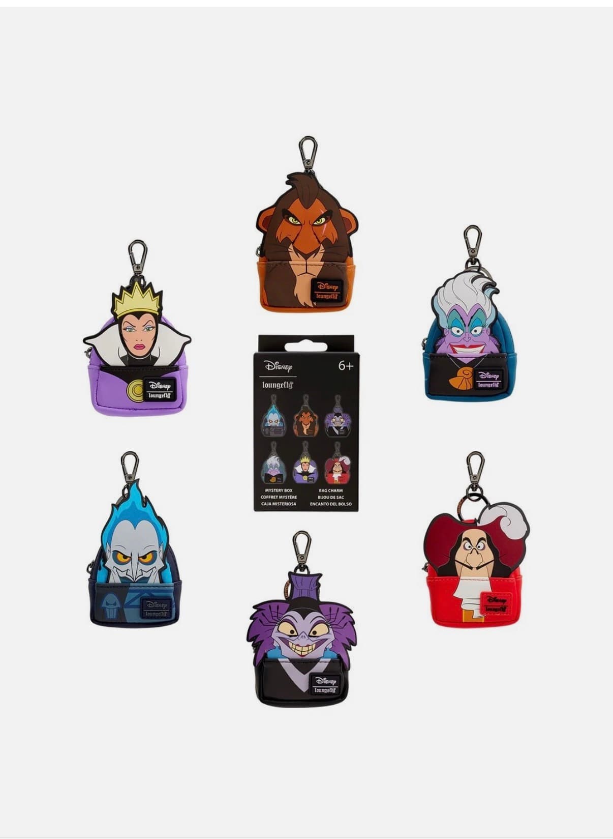 Mini Mochila Loungefly Disney Villains Misteriosa Caja Ciega Llavero