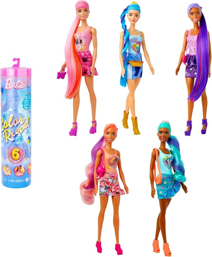 Barbie Color Reveal Muñeca con 6 Sorpresas Serie de Mezclilla